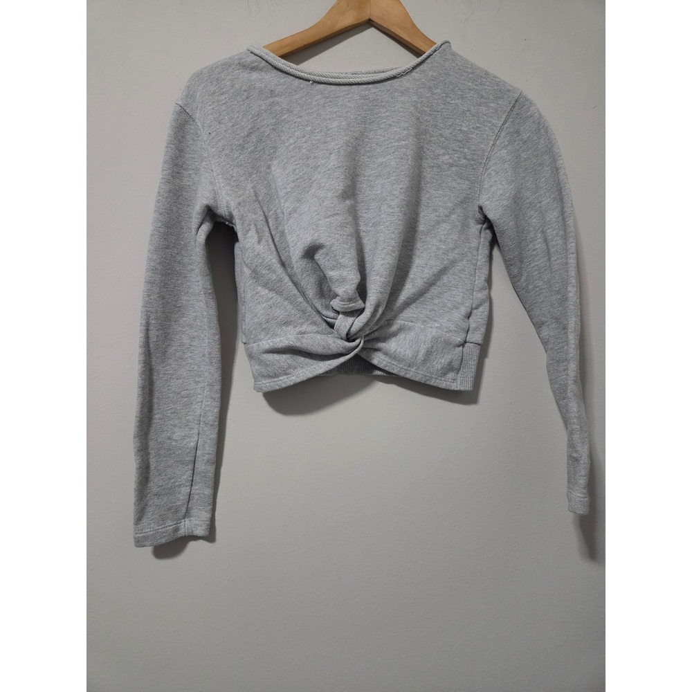 Aerie‎ Heather Gray Twist Front Cropped Sweatshirt Long Sleeve XS